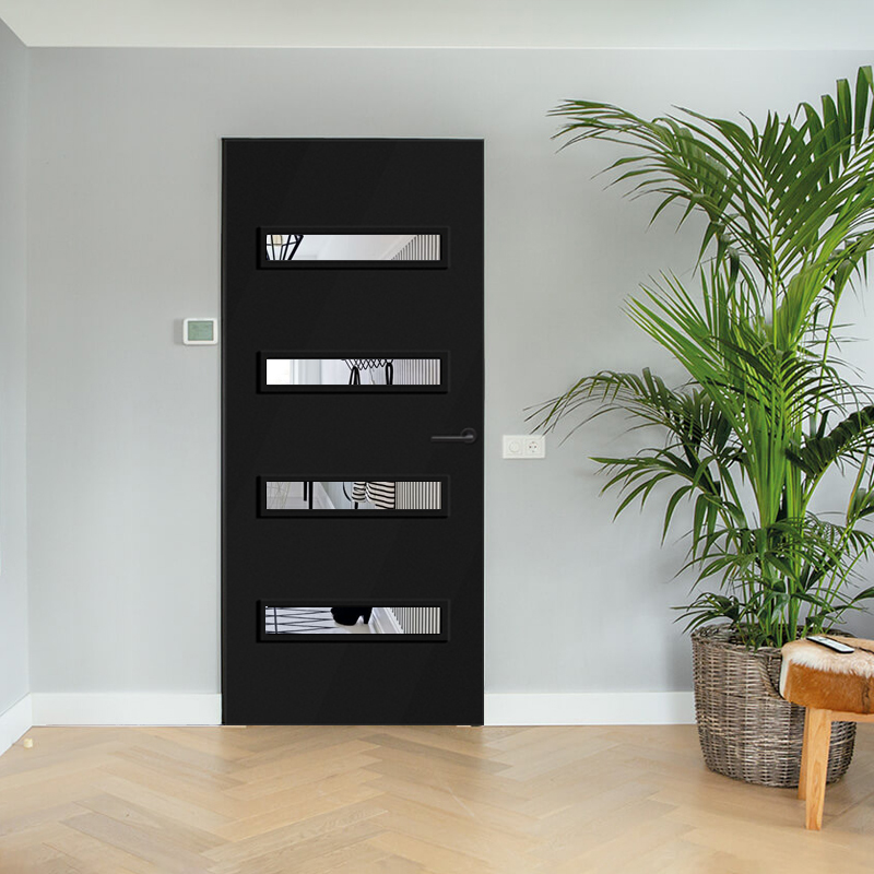 houten deur met glas zwart